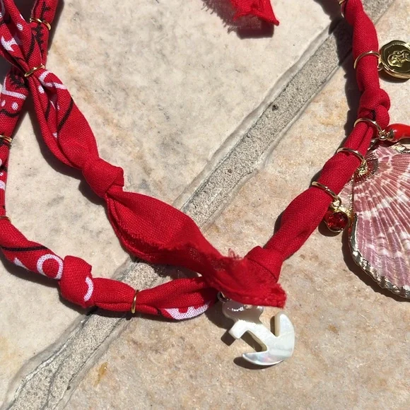 🐚 ❤️Hand Made Bandana Necklace Sea Secret Fresh Water Pearl ❤️ - Picture 9 of 9